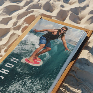 Water Skiing Blue Wave Beach Summer Custom Name Beach Towel