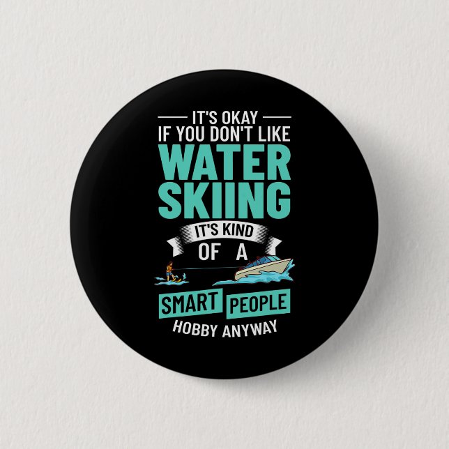 Water Skiing Boat Beginner Board Skier Waterski Tr Button (Front)