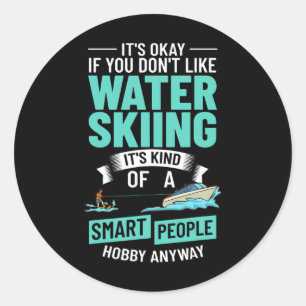 Water Skiing Boat Beginner Board Skier Waterski Tr Classic Round Sticker