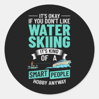 Water Skiing Boat Beginner Board Skier Waterski Tr Classic Round Sticker