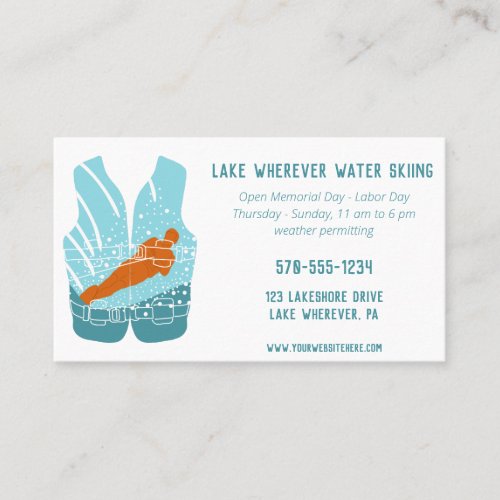 Water Skiing Business Instructions Lessons Business Card