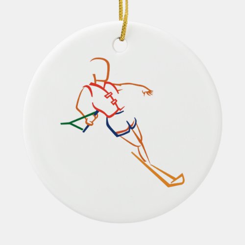 Water Skiing Ceramic Ornament