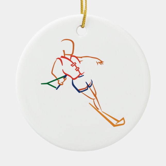 Water Skiing Ceramic Ornament (Front)