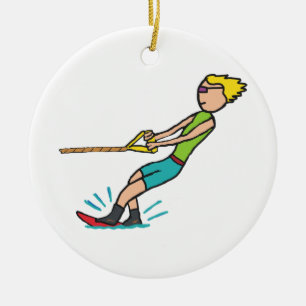 Water Skiing Ceramic Ornament