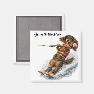 Water Skiing Dachshund Magnet