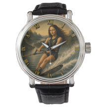 Water Skiing Funny Mona Lisa Gift for Lake & Water