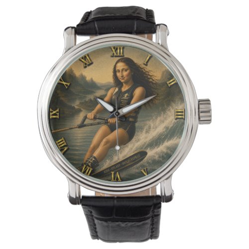 Water Skiing Funny Mona Lisa Gift for Lake & Water Watch