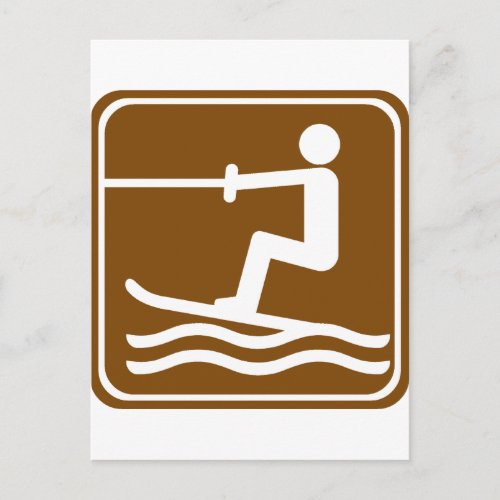 Water Skiing Highway Sign Postcard