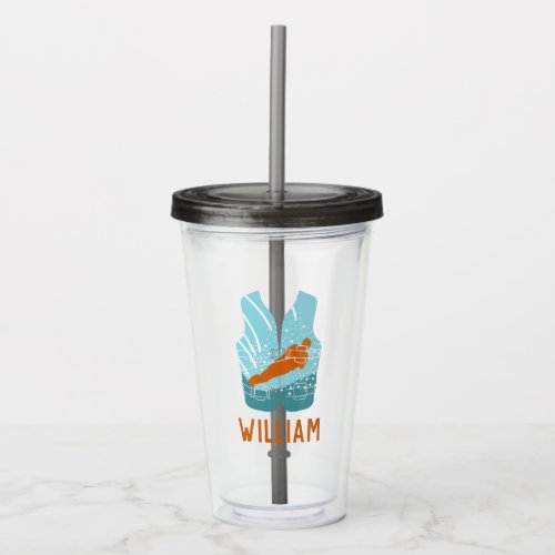 Water Skiing Life Jacket Graphic Personalized Acrylic Tumbler