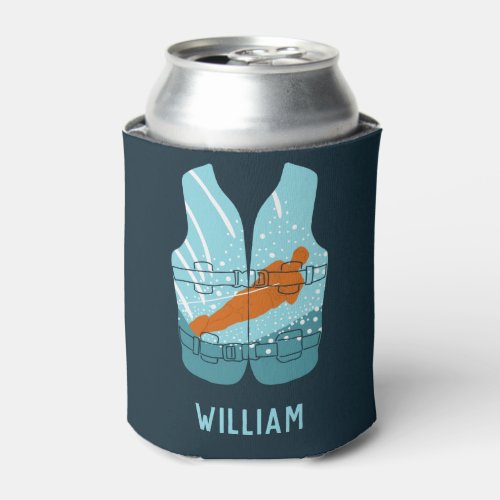 Water Skiing Life Jacket Graphic Personalized Can Cooler
