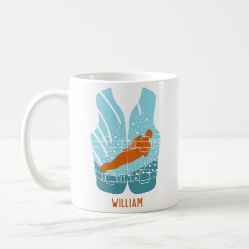 Water Skiing Life Jacket Graphic Personalized Coffee Mug