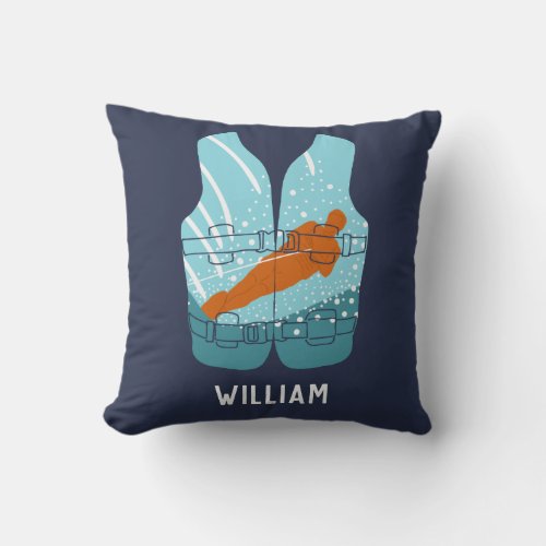 Water Skiing Life Jacket Graphic Personalized Throw Pillow