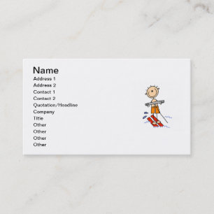 Water Skiing Stick Figure Business Card
