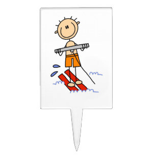 Water Skiing Stick Figure Cake Topper