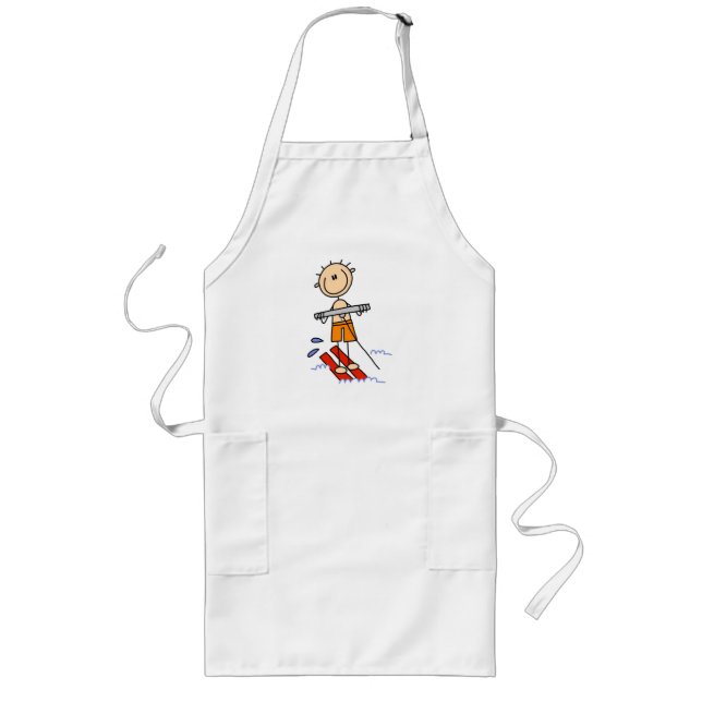 Water Skiing Stick Figure Long Apron (Front)