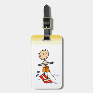 Water Skiing Stick Figure Luggage Tag