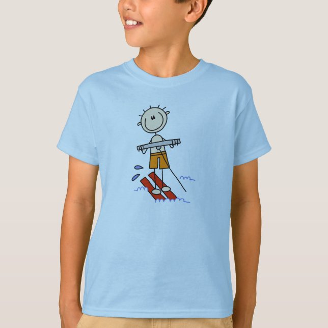 Water Skiing Stick Figure T-Shirt (Front)