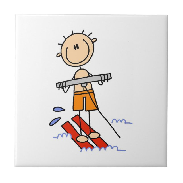 Water Skiing Stick Figure Tile (Front)