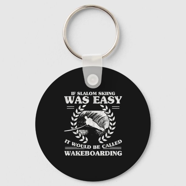 Water Skiing Wakeboarding Retro Slalom Skiing Was  Keychain (Front)
