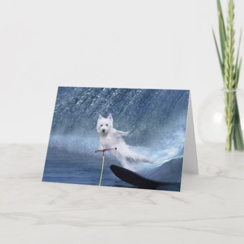 Water Skiing Westie Card