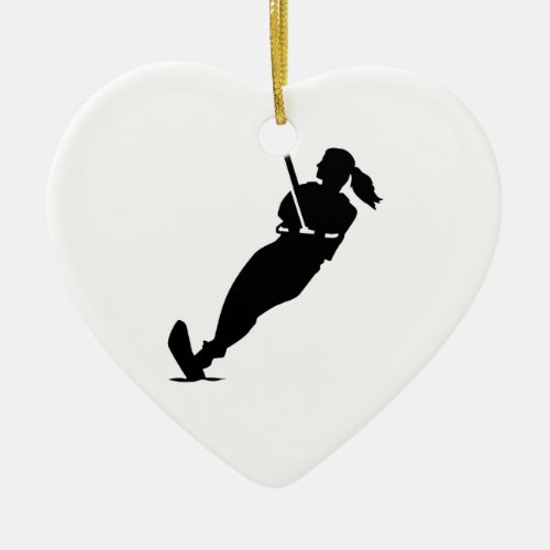 Water skiing woman ceramic ornament