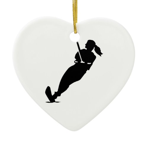 Water skiing woman ceramic ornament