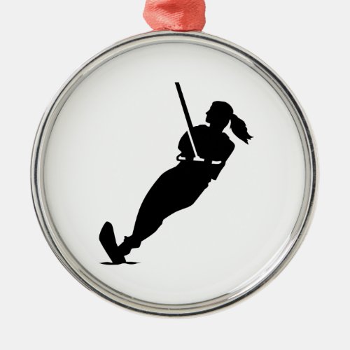 Water skiing woman metal ornament