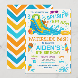 Water Slide Bash Invitation, Editable Water Slide Invitation