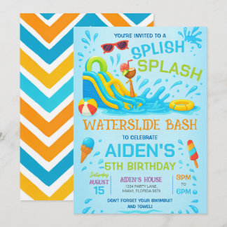Water Slide Bash Invitation, Water Slide Birthday Invitation