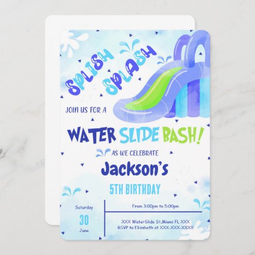 Water Slide Birthday Invitation