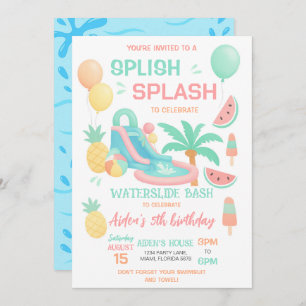 Water Slide Birthday Party Bash Invitation