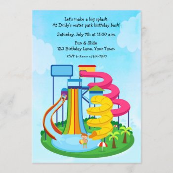 Water Slide Park Birthday Splash Invitation by StarStock at Zazzle