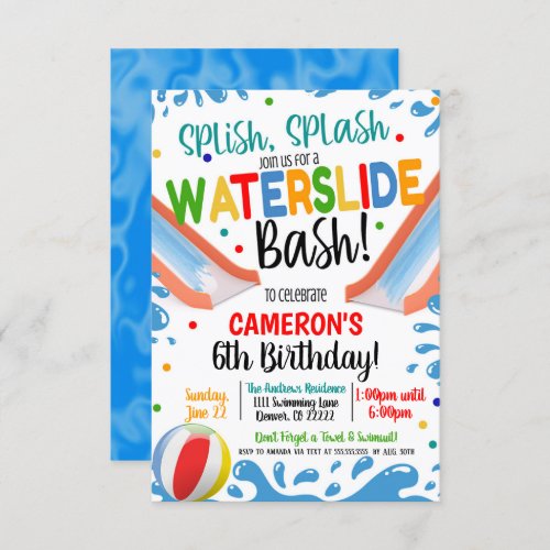 Water Slide Party Invitation