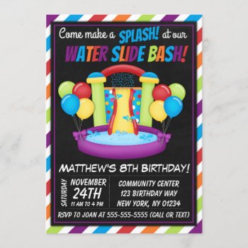 Water Slide Party Invitation Summer Birthday Party by WittyPrintables at Zazzle