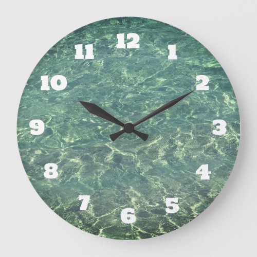 Water Sparkle Blue Green Sparkly Abstract Beach Large Clock