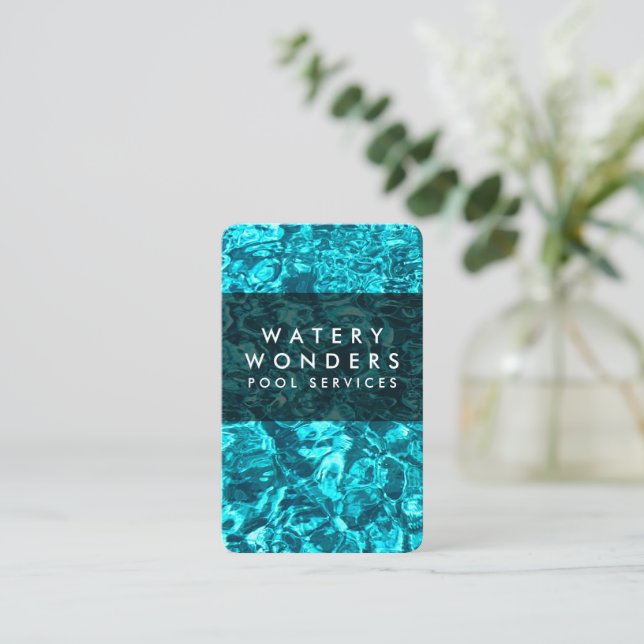 Water Sparkles Swimming Pool Cleaning Gardener  Business Card (Standing Front)