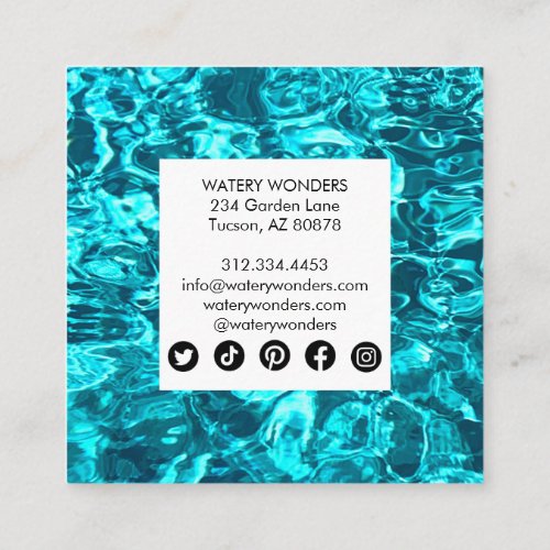 Water Sparkles Swimming Pool Cleaning Gardener Square Business Card