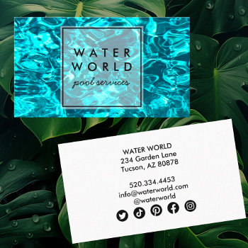 Water Sparkles Swimming Pool Service Photo Travel Business Card by ShoshannahSnaps at Zazzle