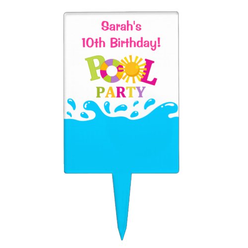 Water Splash Girl Pool Party Birthday Cake Topper