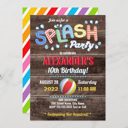 Water Splash Kids Summer Party Invitation