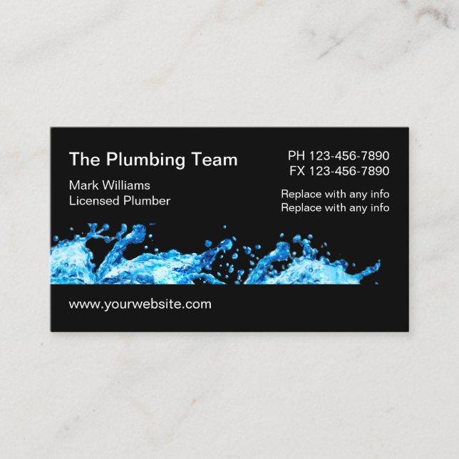 Water Splash Plumbing Services Business Card (Front)