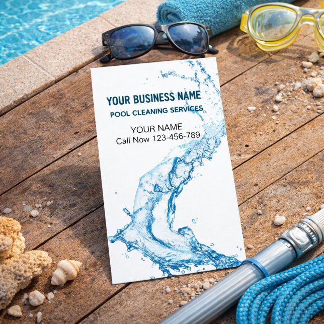 Water Splash Pool Cleaning Service Business Card (Creator Uploaded)