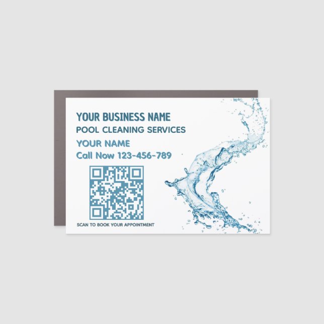 Water Splash Pool Cleaning Service Promotion Car Magnet (Front)