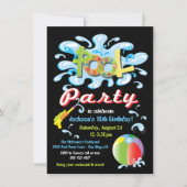 Water splash Pool Party Birthday invitations (Front)