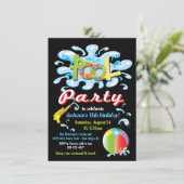 Water splash Pool Party Birthday invitations (Standing Front)