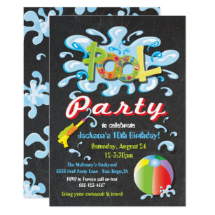splash party invitations zazzle