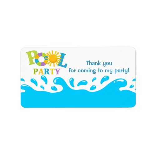Water Splash Pool Party Boy Favor Tag Label