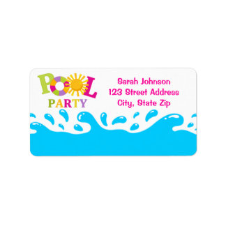 Water Splash Pool Party Girl Address Label