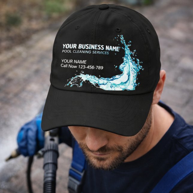 Water Splash QR Code Pool Cleaning Service  Performance Cap (Creator Uploaded)