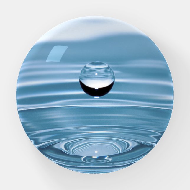 WATER SPLASH WITH DROP IN AQUA BLUE PAPERWEIGHT (Front)
